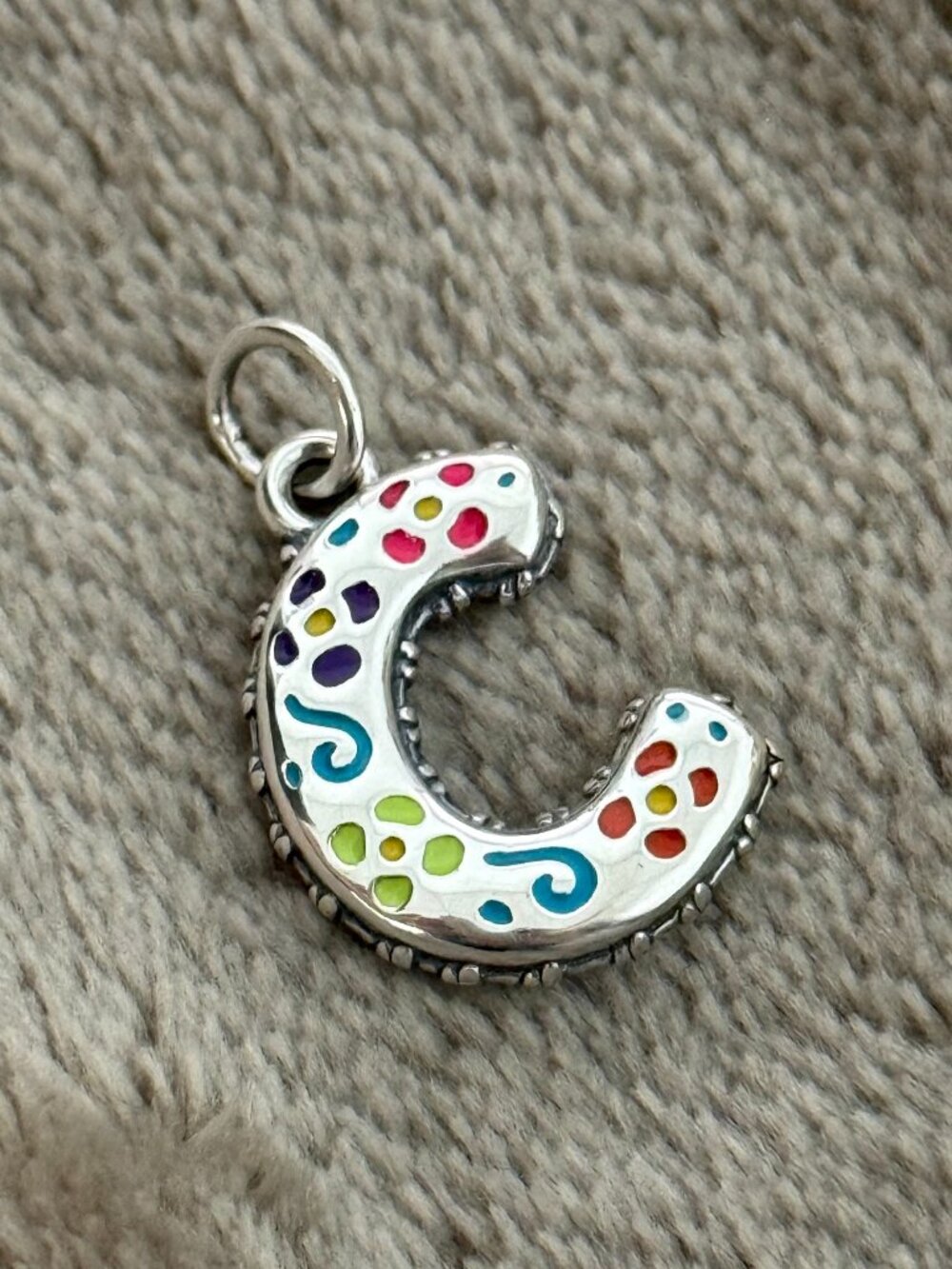 C- Enamel Consuela Floral Initial Charm